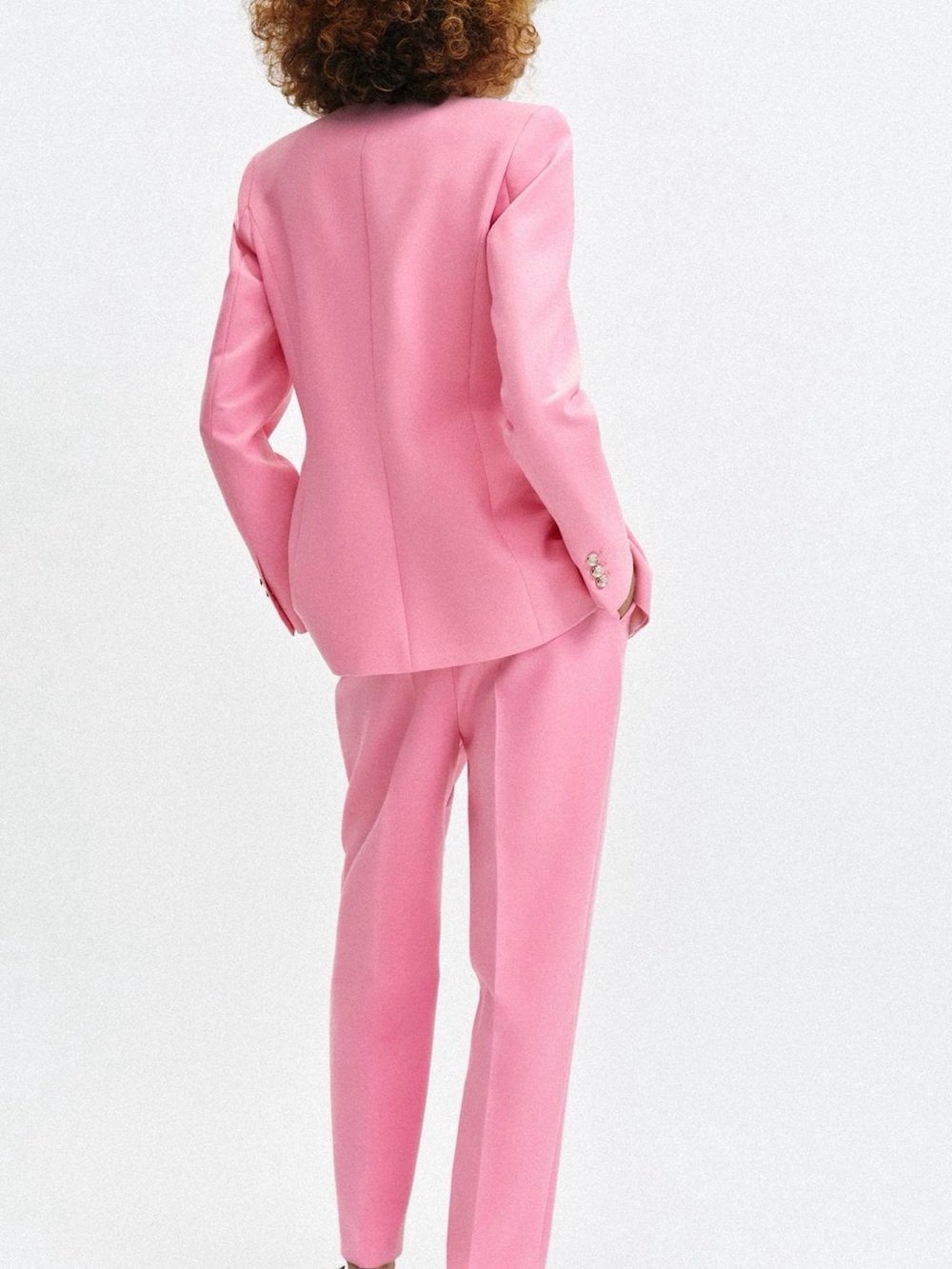 Zara Pink Single-Button V-Neck Blazer - Picture 3 of 10